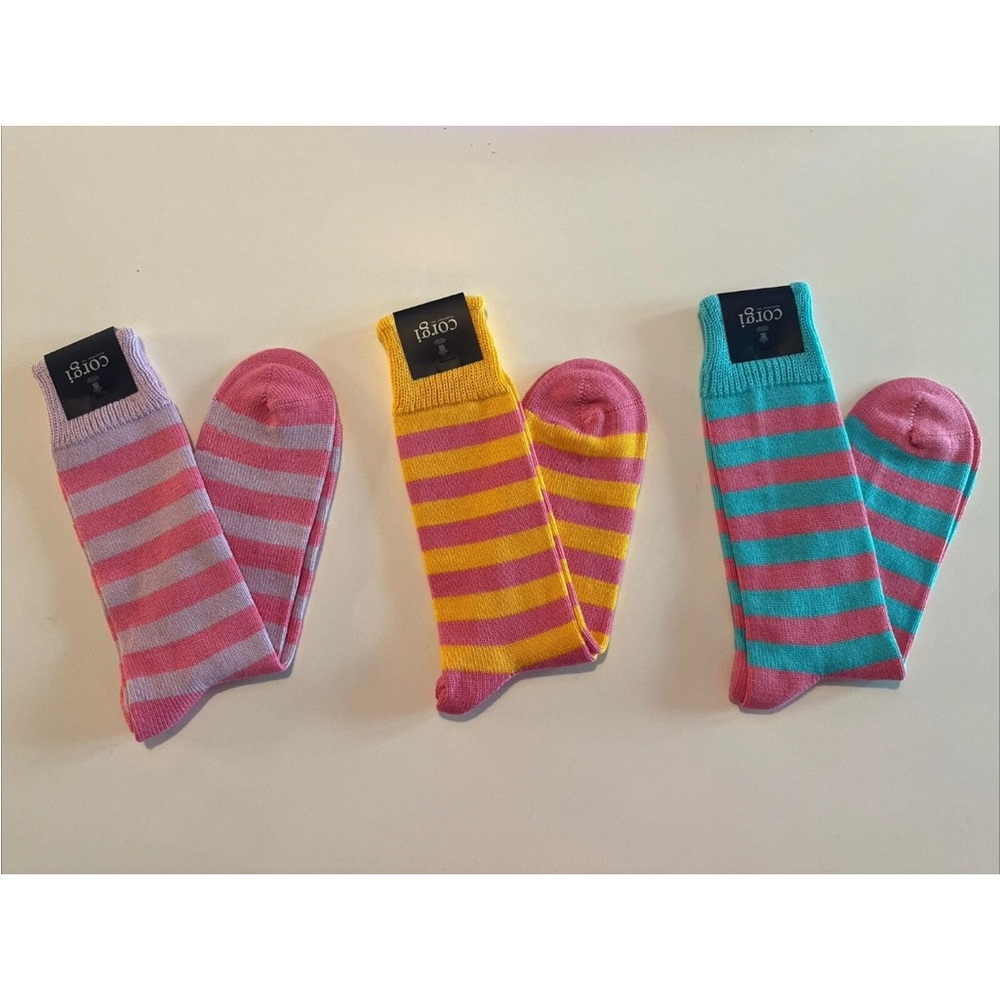 Men’s Striped Corgi Socks - 3 Pair